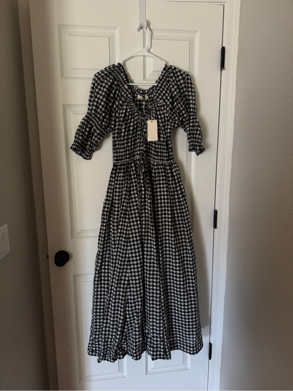Doen Black & White Gingham Ischia Noir Greta Dress